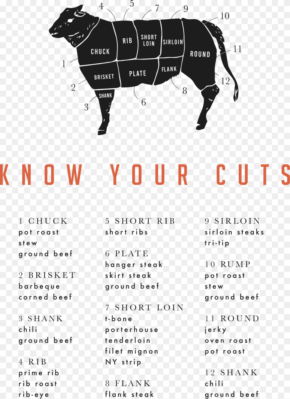 Know Your Cuts Portable Network Graphics, Text, Animal, Cattle, Cow Png Image