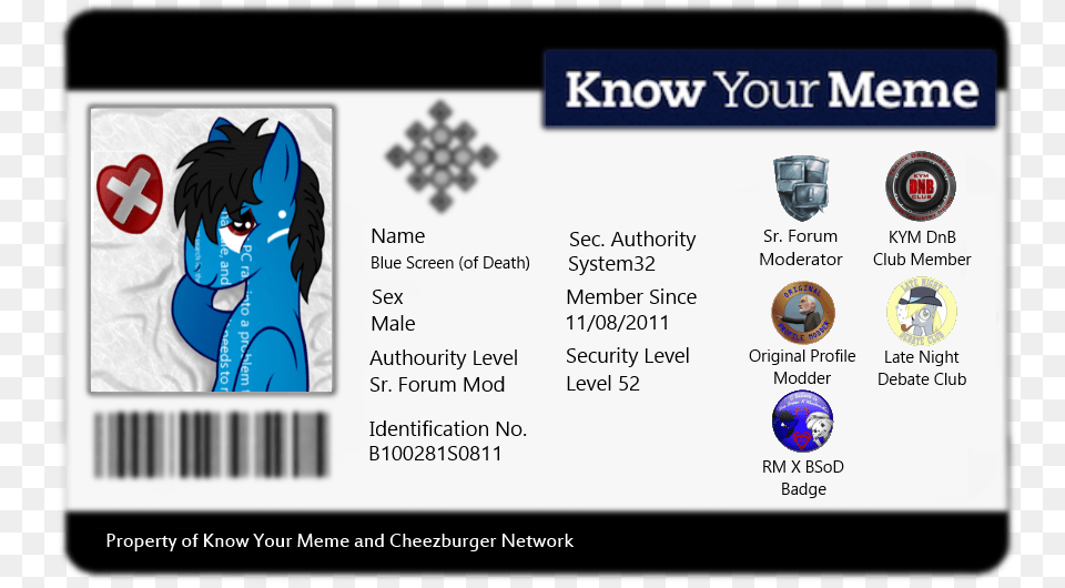 Know Your Meme Dnb Name Blue Screen System32 Sex Male Identification Card Blank Hd, Text, Baby, Person, Document Png Image