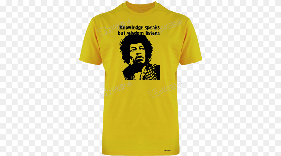 Knowledge Speaks Yellow Print For T Shirt, Clothing, T-shirt, Adult, Male Free Png Download