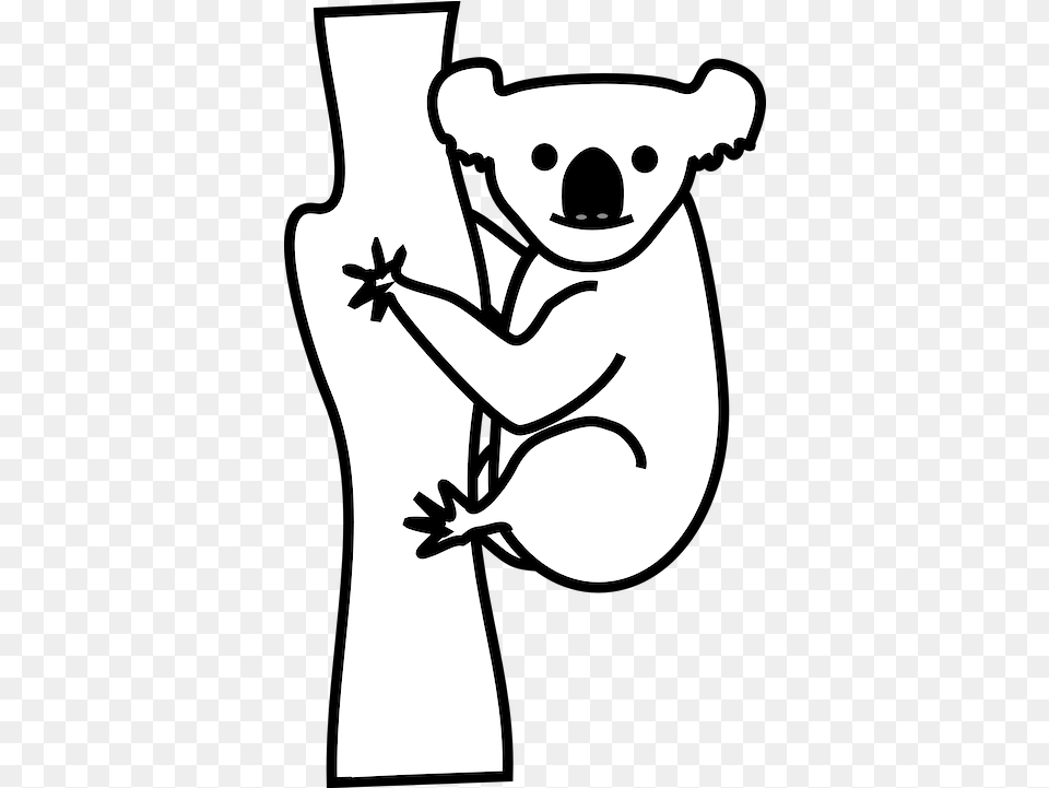 Koala Bear Animal Vector Graphic On Pixabay Koala Black And White Clipart, Stencil, Wildlife, Adult, Wedding Free Png Download