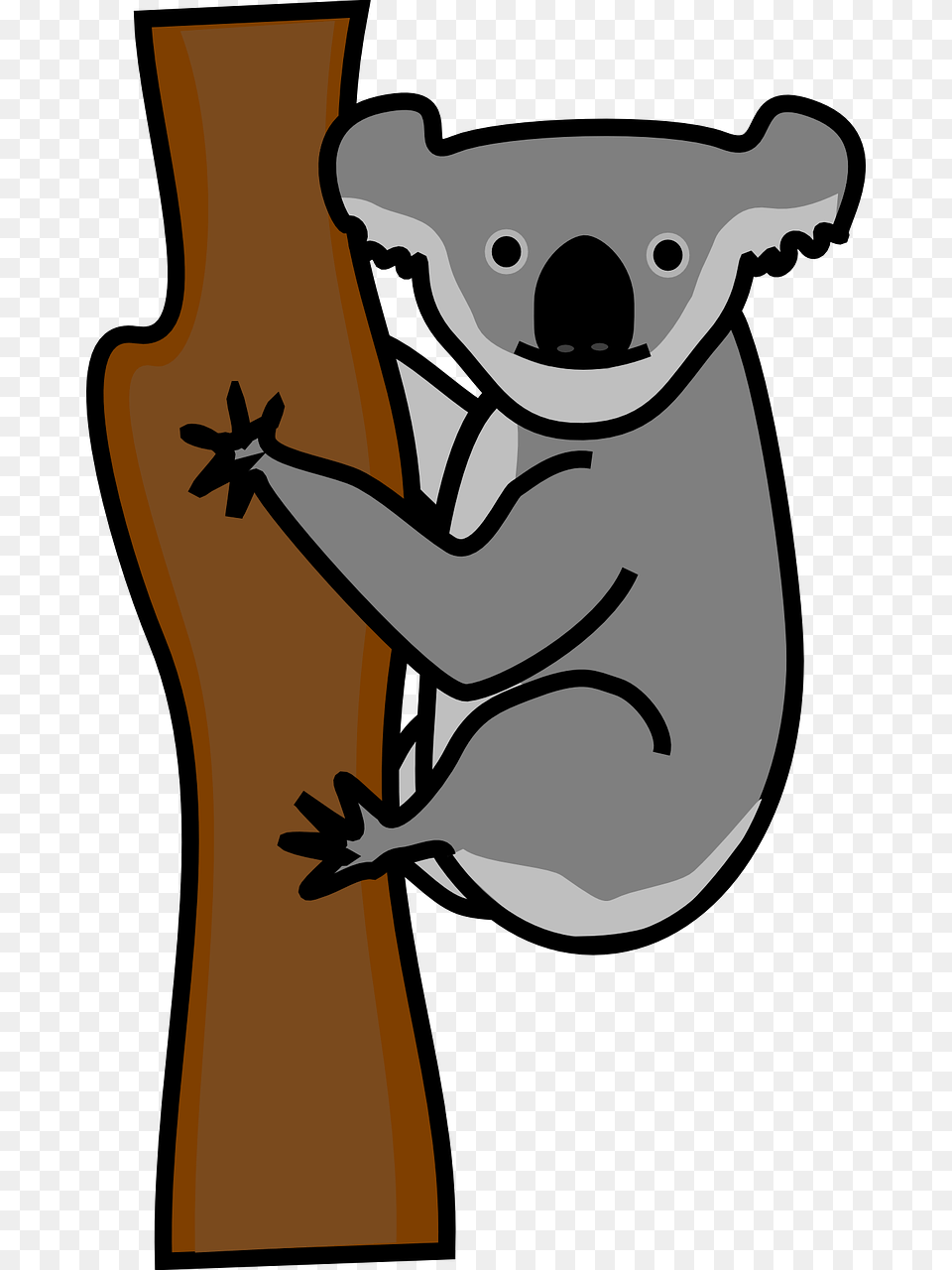 Koala Bear Clipart Tree Clipart Koala Clip Art Black And White, Animal, Wildlife, Mammal, Fish Free Png