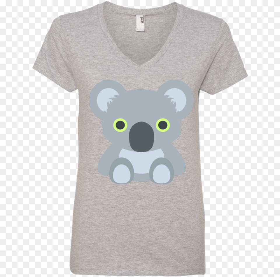 Koala Emoji Ladies39 V Neck T Shirt Shirt, Clothing, T-shirt, Person, Machine Png