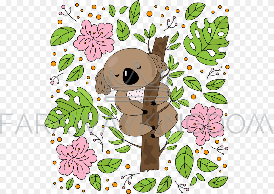 Koala Garden Australian Bear Flower Vector Illustration Set Illustration, Art, Pattern, Graphics, Floral Design Png Image