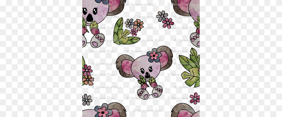Koala Watercolor Pattern, Art, Floral Design, Graphics, Flower Png Image