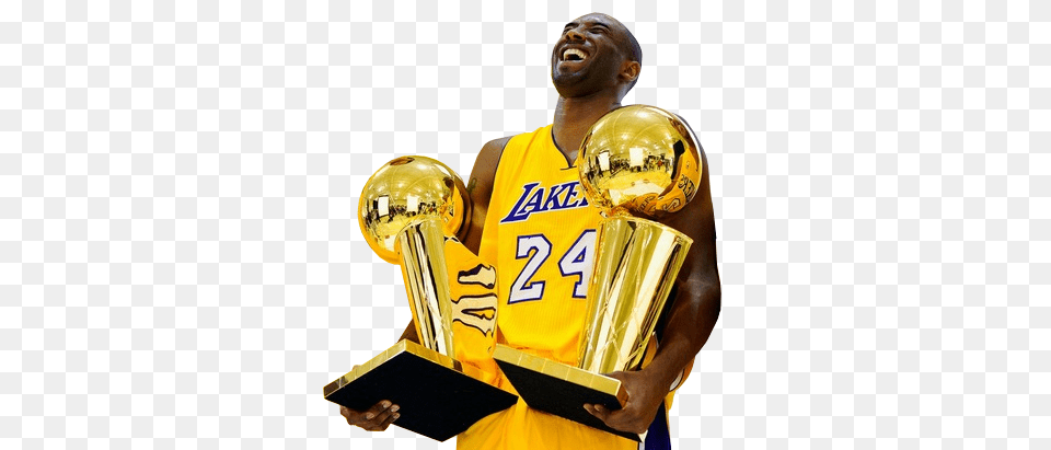 Kobe And The Championship Trophies Lakers Kobe, Clothing, People, Person, Shirt Free Transparent Png