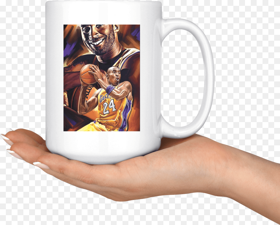 Kobe Bryant Dunk, Cup, Person, Hand, Body Part Free Png Download