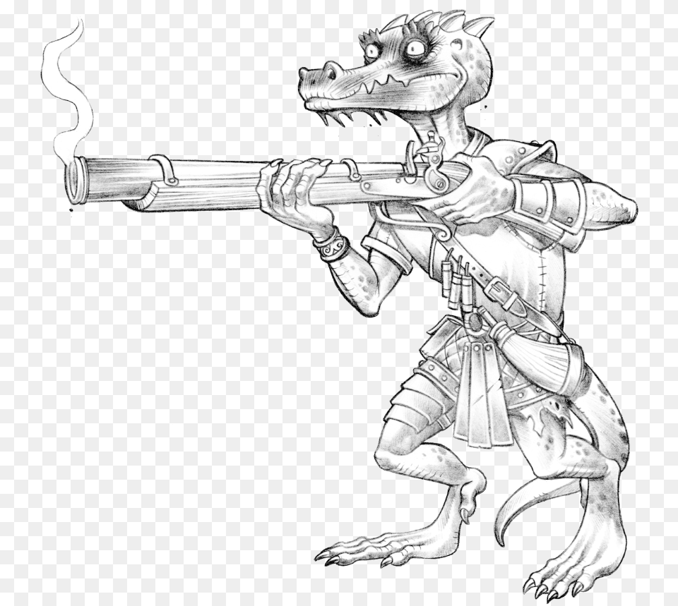 Kobold With Musket, Person, Art, Drawing, Gun Free Png Download