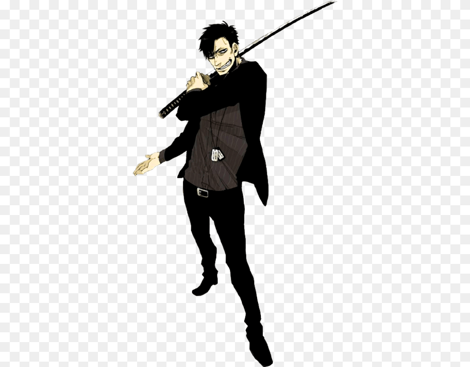 Kohske Nic Gangsta Anime Transparent, Sword, Weapon, Adult, Male Free Png