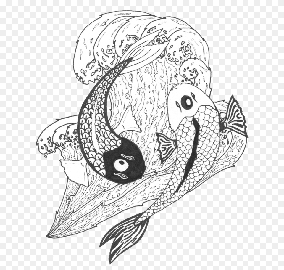 Koi Fish, Art, Drawing, Doodle, Animal Free Png Download