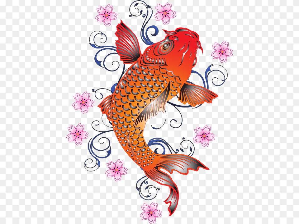Koi Fish 3 Koi Fish Dragon Myth, Floral Design, Art, Pattern, Graphics Png Image