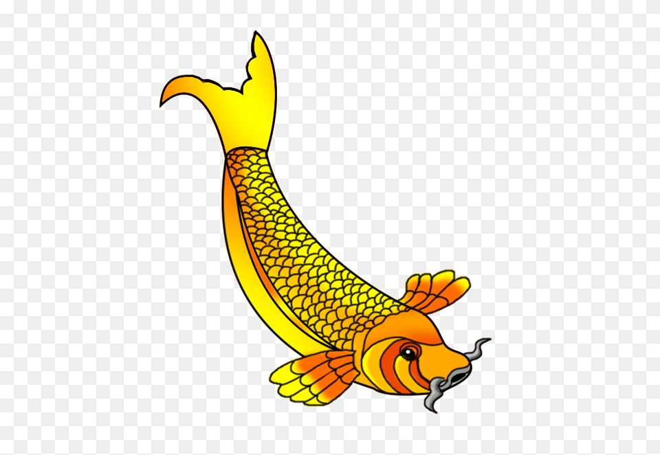 Koi Fish Sketch Orange Yellow Koi Fish Drawing, Banana, Food, Fruit, Plant Free Png Download