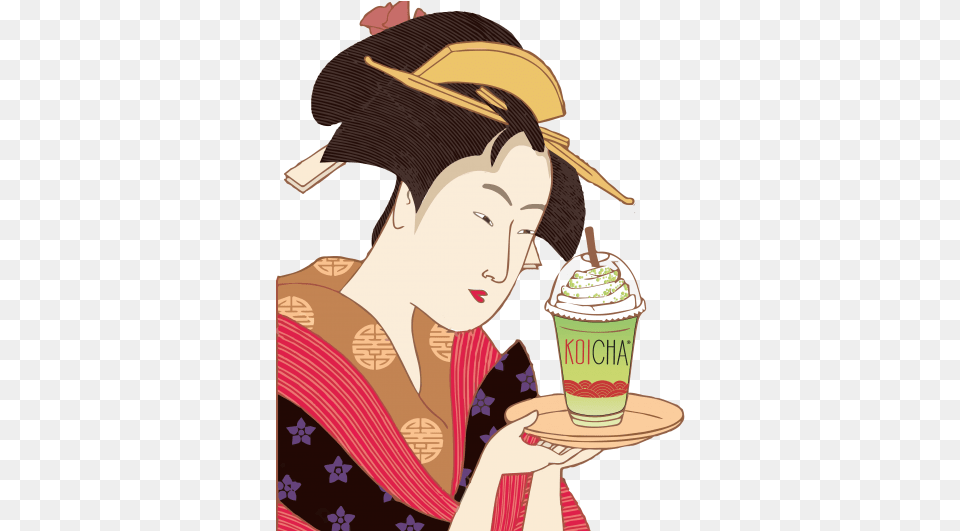 Koicha Bubble Tea Illustration, Adult, Person, Ice Cream, Food Png Image