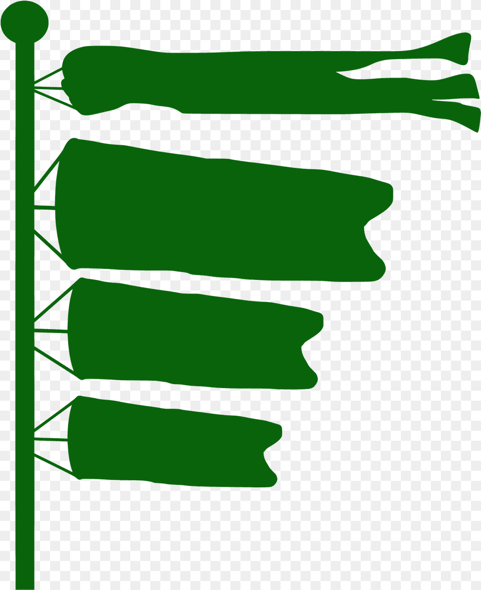 Koinobori Carp Streamers On A Pole Silhouette, Green, Light, Leaf, Plant Png Image
