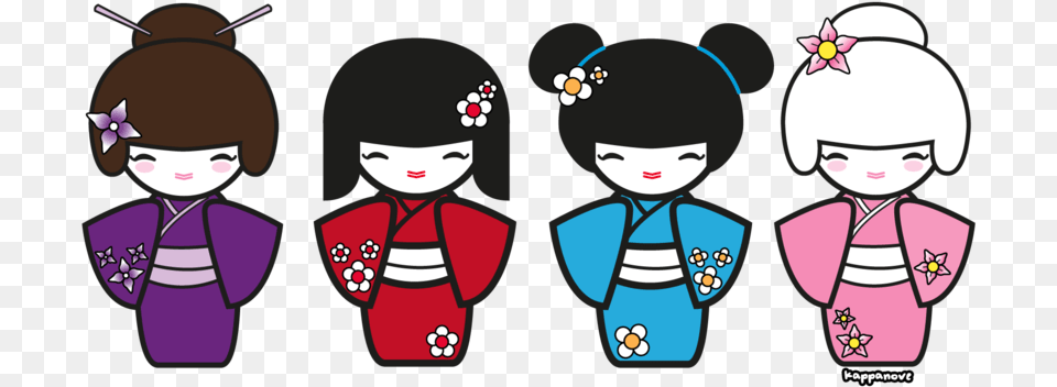 Kokeshi Dolls By Kappanove Kokeshi Dolls Clip Art, Formal Wear, Publication, Book, Comics Free Png Download