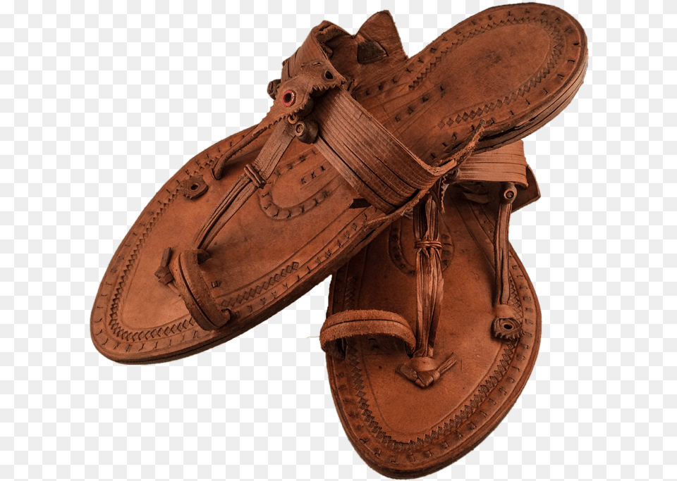 Kolhapuri Leather Chappals Kolhapuri Chappal, Clothing, Footwear, Sandal, Baseball Free Png