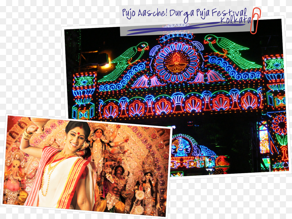 Kolkata Durga Puja Lighting, Adult, Wedding, Person, Female Free Png