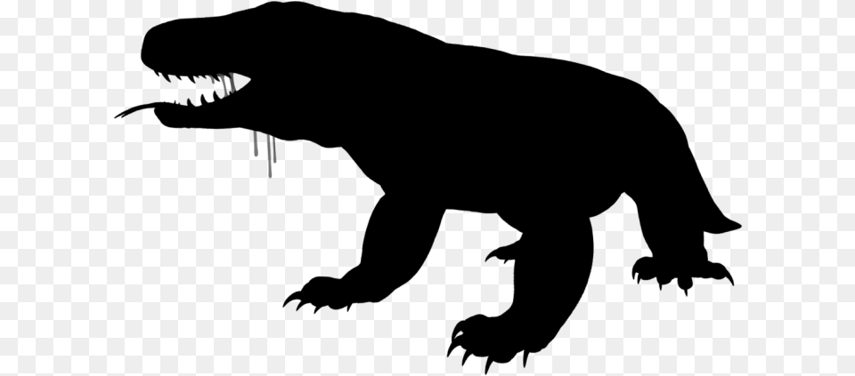 Komodo Dragon Silhouette Megalania, Gray Png Image