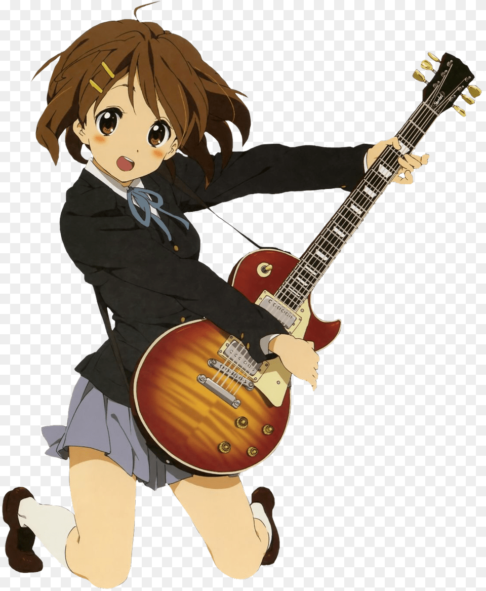 Kon K On Anime Yui Yuihirasawa Animegirl Keyon K On Yui Playing Guitar, Baby, Musical Instrument, Person, Face Free Png Download