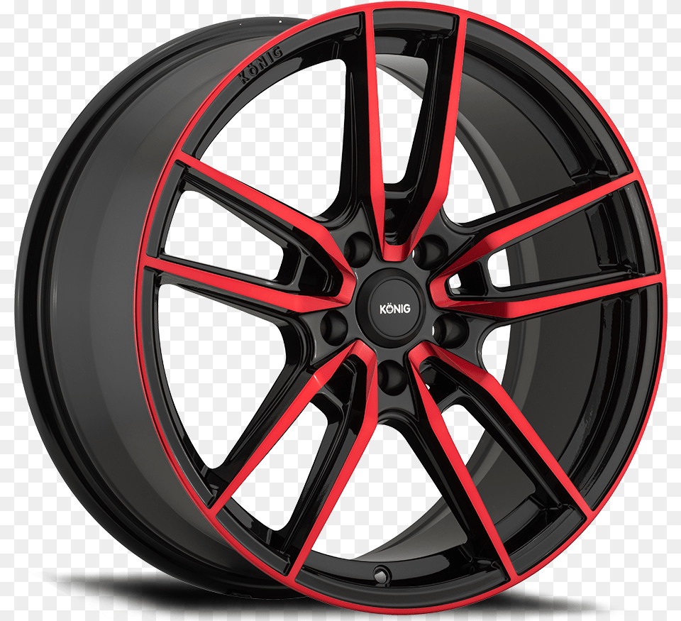Konig Wheels Konig Black And Red Rims, Alloy Wheel, Car, Car Wheel, Machine Png