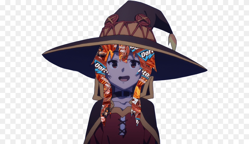 Konosuba Megumin Anime Sticker By Babygiorno Anime Witch Girl Cute, Hat, Clothing, Sun Hat, Book Free Png Download