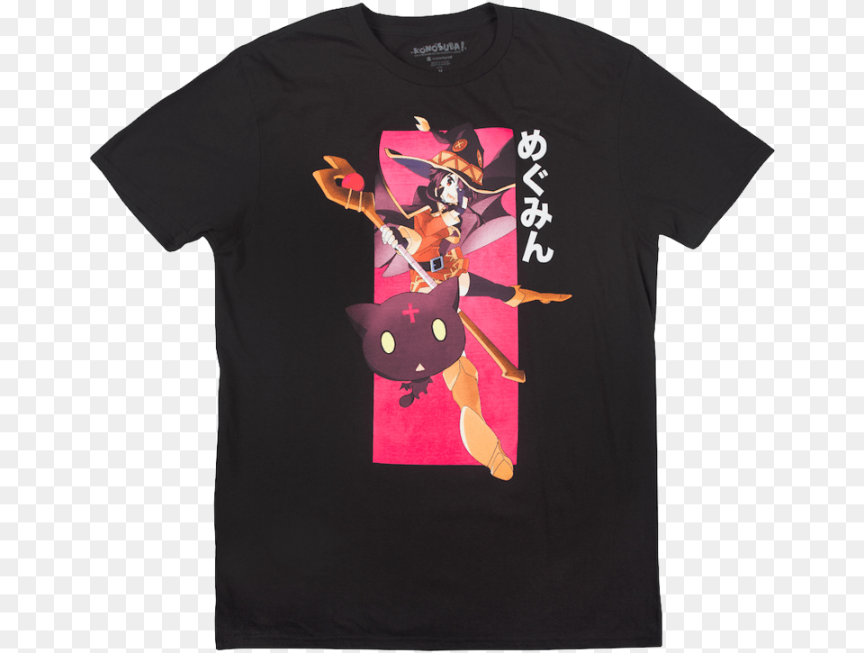 Konosuba Megumin Black Tee Cartoon, Clothing, T-shirt, Shirt, Person Free Png