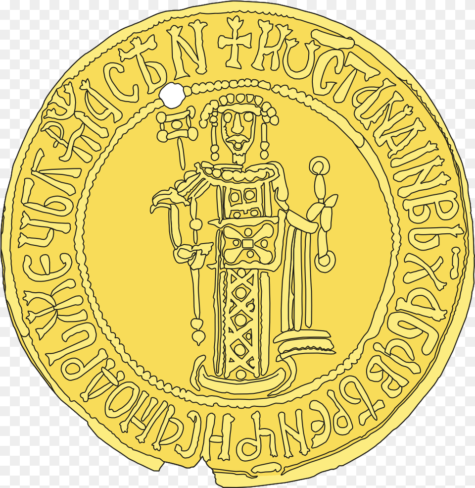 Konstantin Asen Gold Seal Circle, Person, Face, Head, Coin Free Png Download