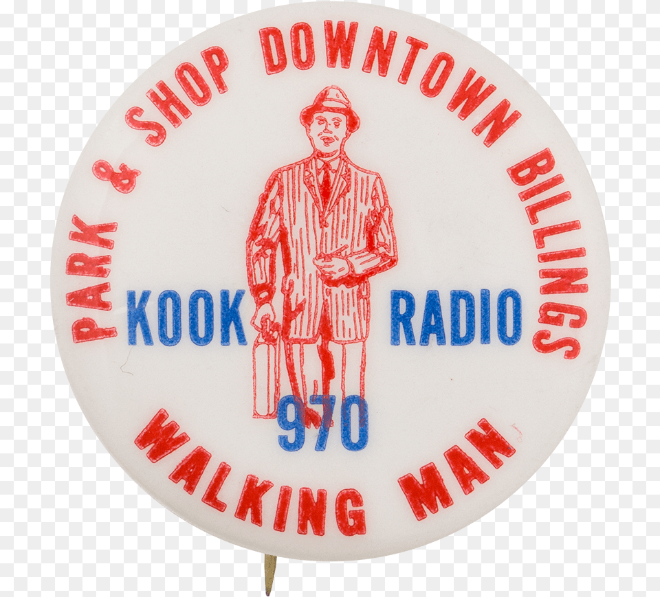 Kook Radio Advertising Button Museum Emblem, Symbol, Badge, Logo, Person Png Image