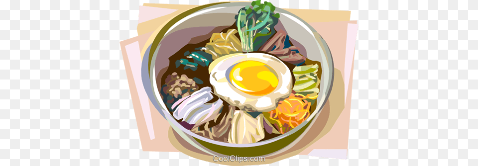 Korean Bibimbap Royalty Vector Clip Art Illustration Korean Food Clipart, Lunch, Meal, Dish, Egg Free Png