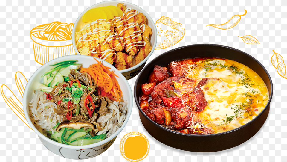 Korean Food, Meal, Dish, Noodle, Food Presentation Free Png Download
