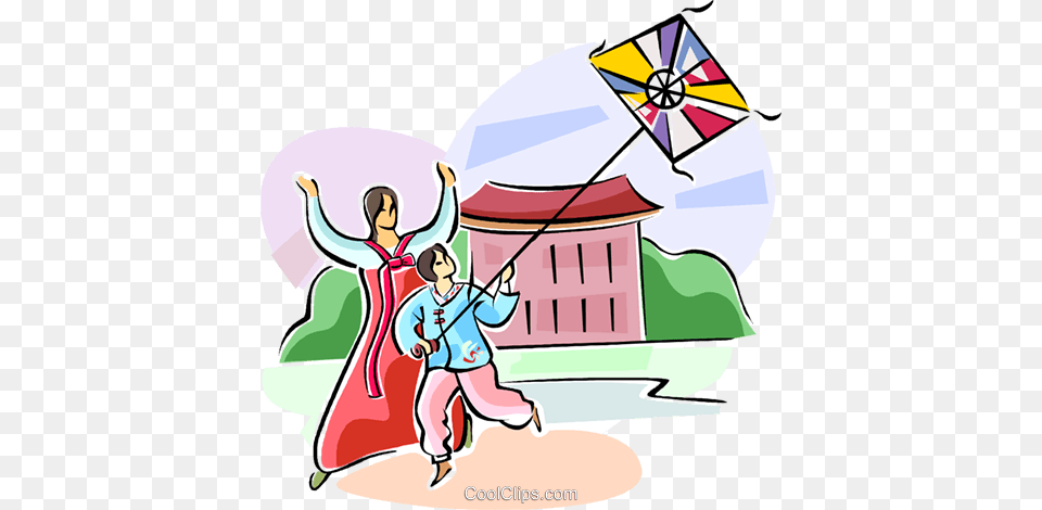 Korean Kite Flying Royalty Vector Clip Art Illustration, Baby, Person, Toy, Face Free Transparent Png