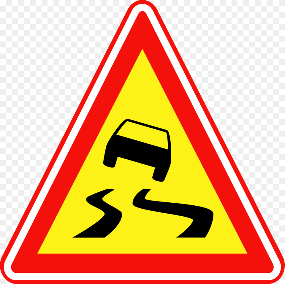 Korean Traffic Sign Traffic Sign Slippery Road, Symbol, Road Sign Free Png Download