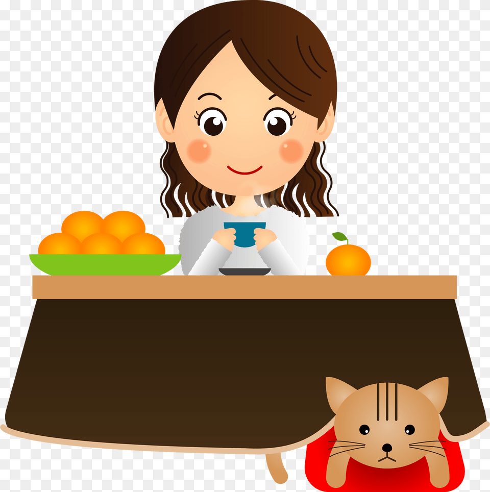 Kotatsu Woman Cat Clipart, Baby, Person, Head, Face Png Image