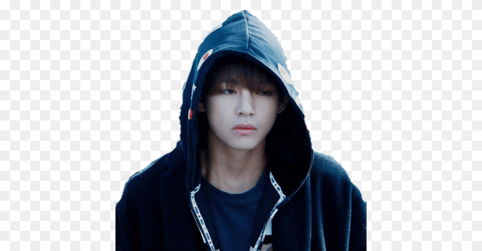 Kpop And Taehyung Taehyung Kim In A Hoodie, Clothing, Sweater, Knitwear, Hood Free Transparent Png