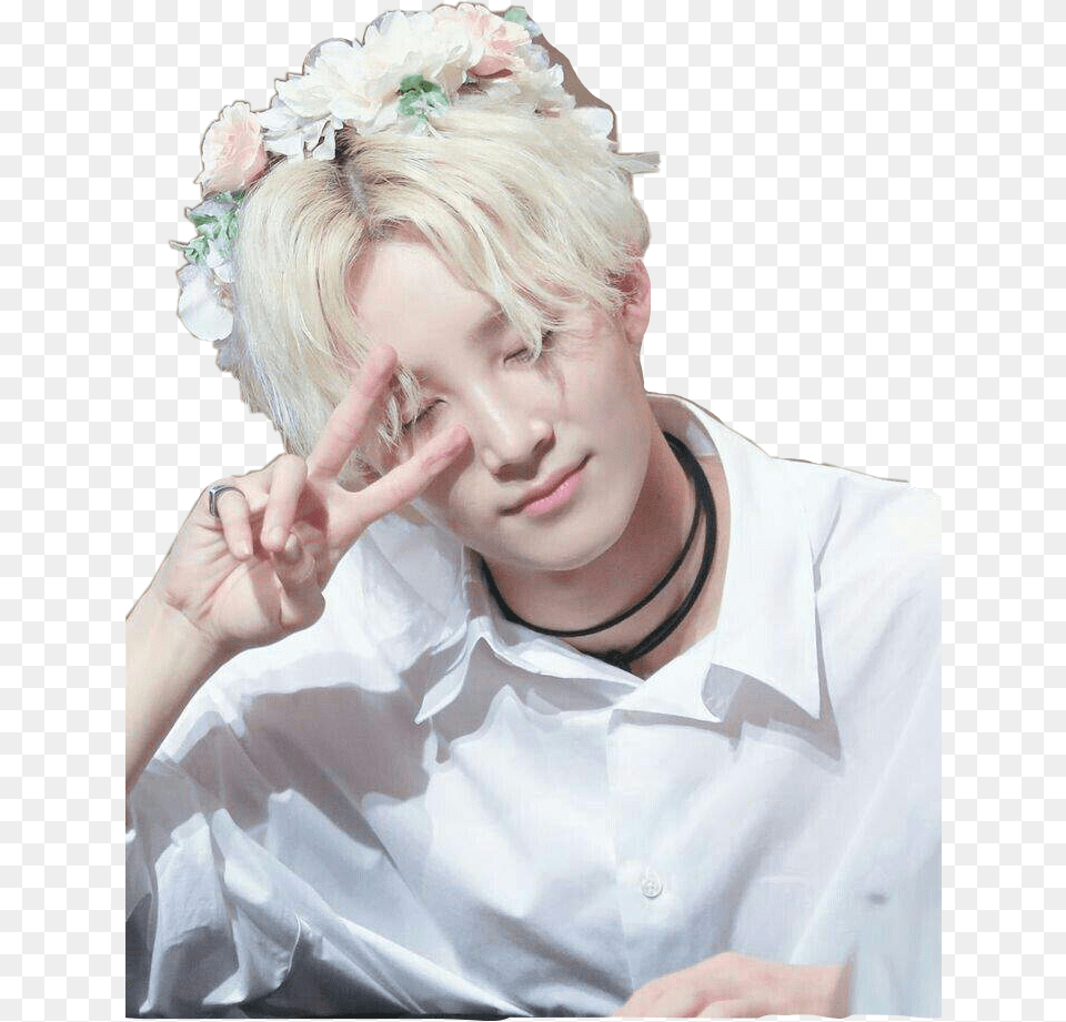 Kpop Freetoedit Sticker By Jeonghan Short Hair Blonde, Woman, Wedding, Portrait, Photography Free Png Download
