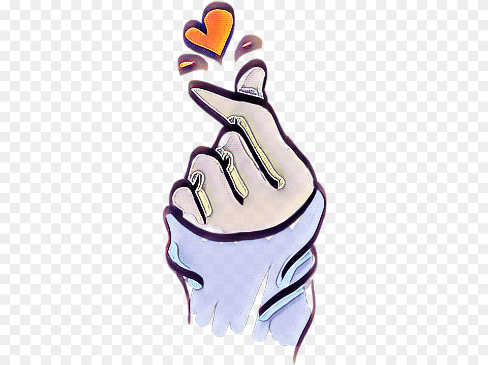 Kpop Korea Heart Neon Korean Heart Sign, Clothing, Glove, People, Person Free Png Download