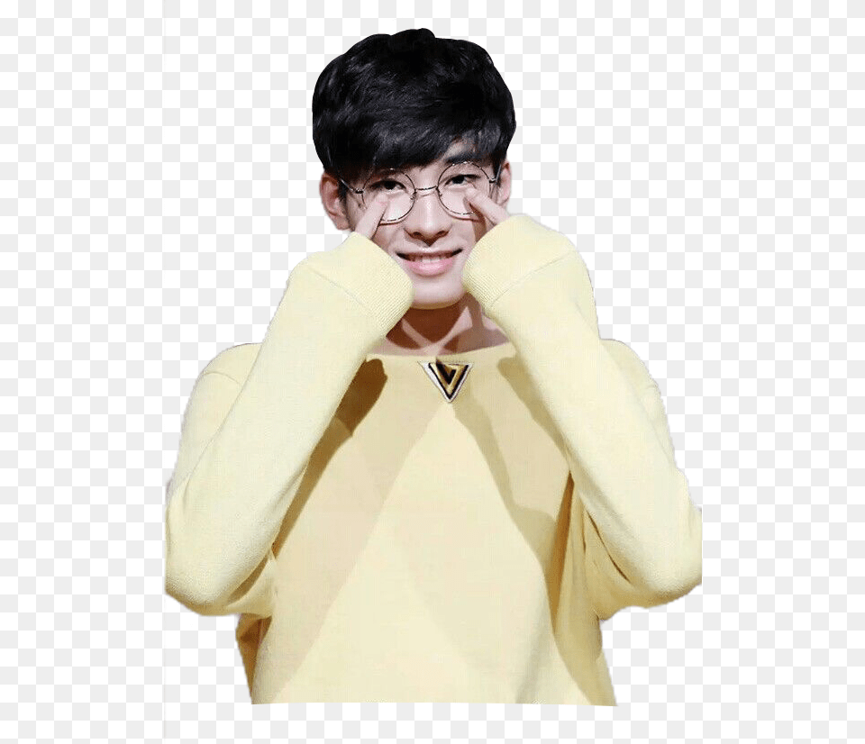 Kpop Wonwoo Svt Seventeen Freetoedit Kpop Stars Round Glasses, Smile, Portrait, Photography, Person Free Png Download