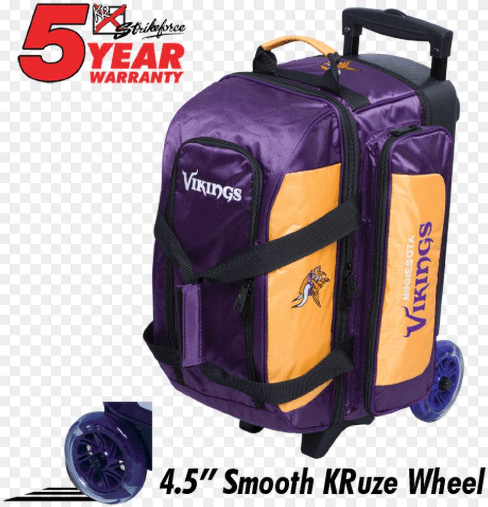 Kr Strikeforce Nfl Minnesota Vikings 2 Ball Roller Bowling Bag Kr Strikeforce, Backpack, Baggage, Machine, Wheel Free Png