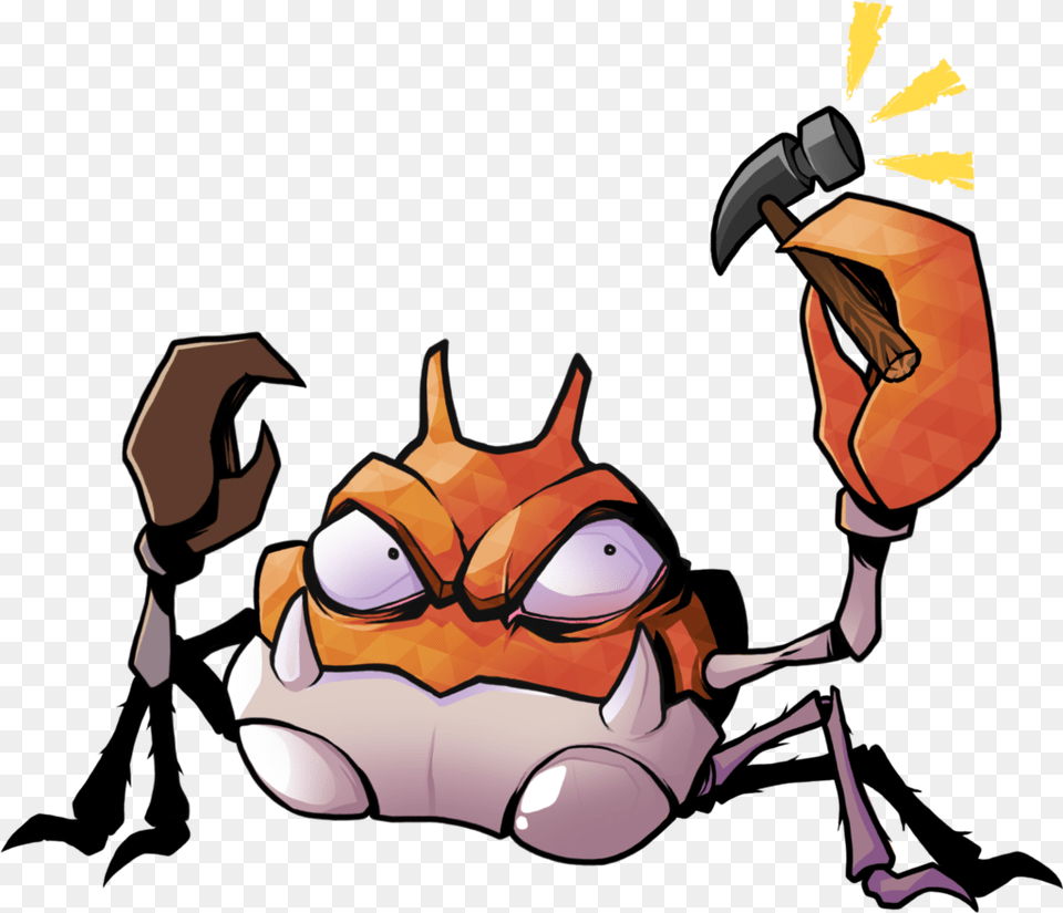 Krabby Used Crabhammer By Edmoffatt Crab With Hammer, Person, Cartoon Free Png