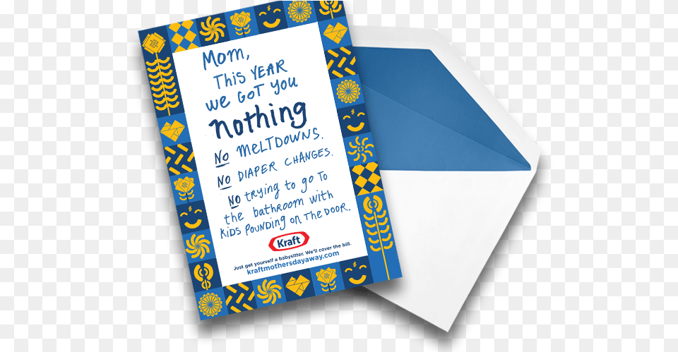 Kraft Will Reimburse You If You Hire A Babysitter On Kraft Mothers Day Babysitter, Advertisement, Poster, Envelope, Mail Free Png