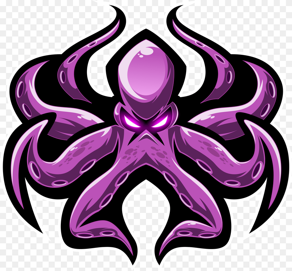 Kraken Octopus Esport Mascot Logo Octopus Mascot Logo, Purple, Emblem, Symbol, Animal Png