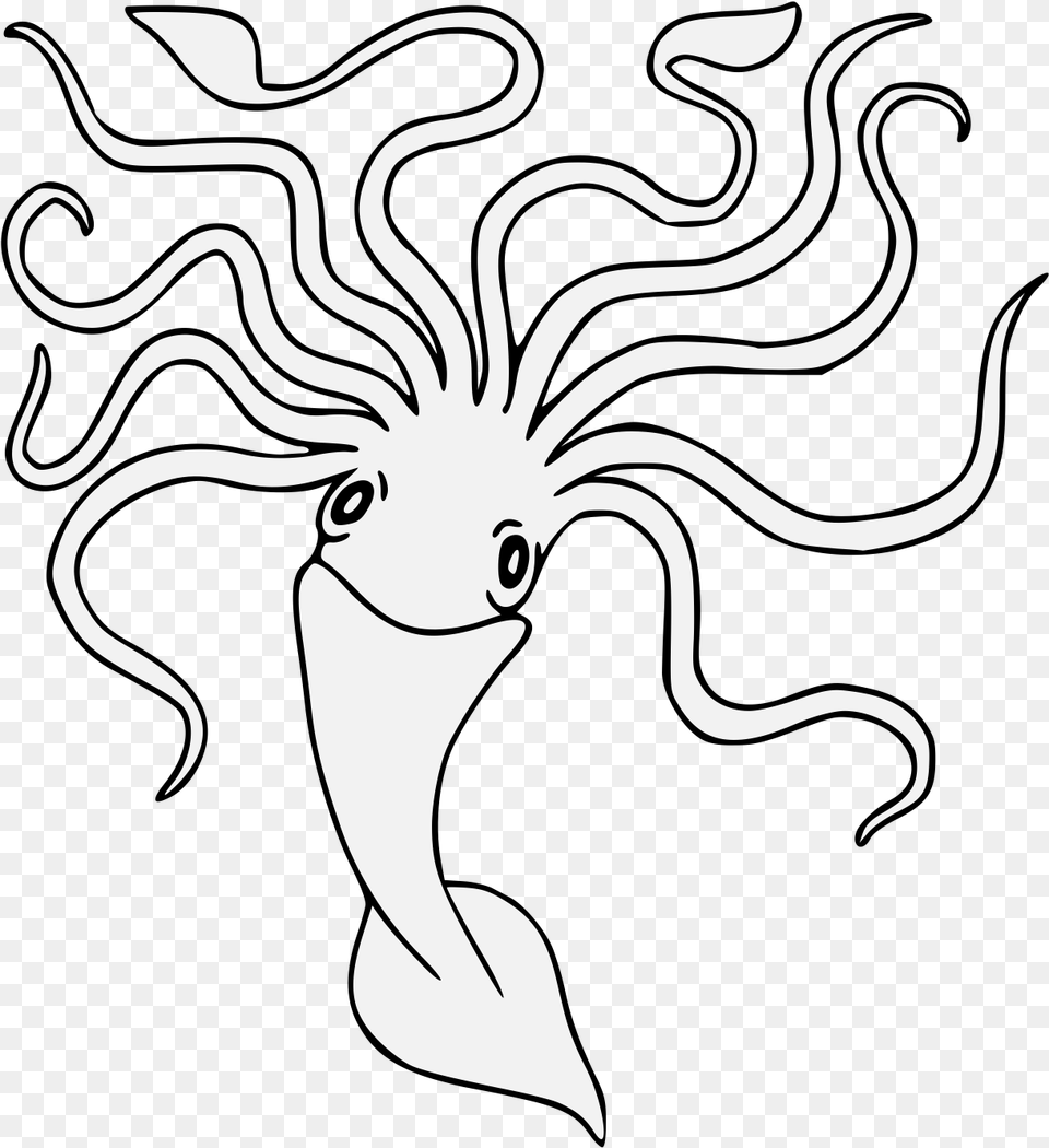 Kraken Squid Octopus Drawing Black And White Kraken Drawing, Stencil, Animal, Kangaroo, Mammal Free Png Download