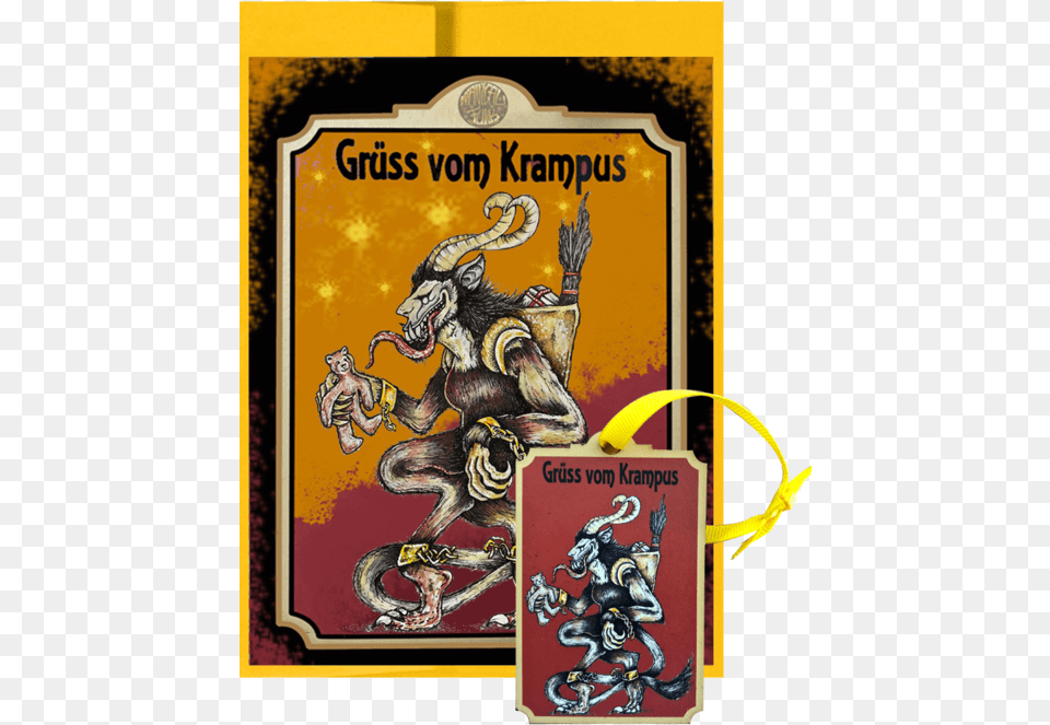 Krampus Post Card Amp Ornament Cartoon, Book, Publication, Comics, Advertisement Png
