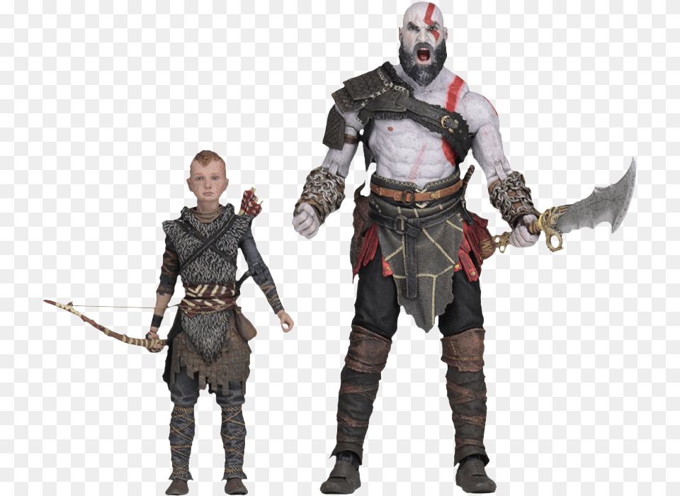 Kratos And Atreus Action Figure, Weapon, Sword, Boy, Child Png