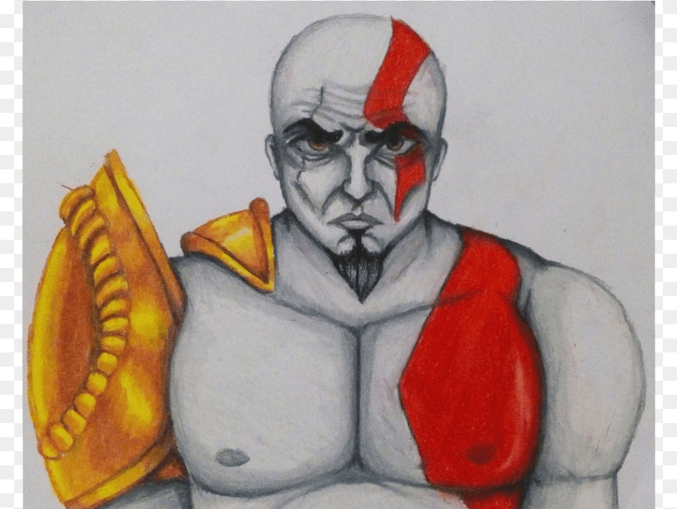 Kratos God Of War Traditional Art Sketch, Adult, Modern Art, Man, Male Free Png