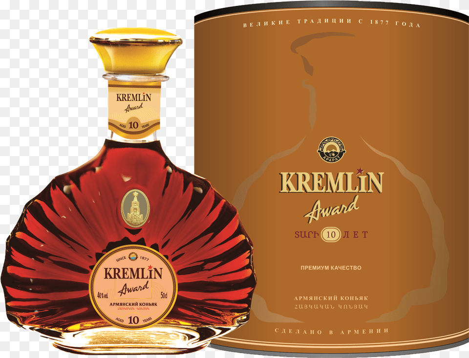 Kremlin Award Kremlin Award Armenian Brandy Aged 10 Bottle, Alcohol, Beverage, Liquor, Whisky Png Image