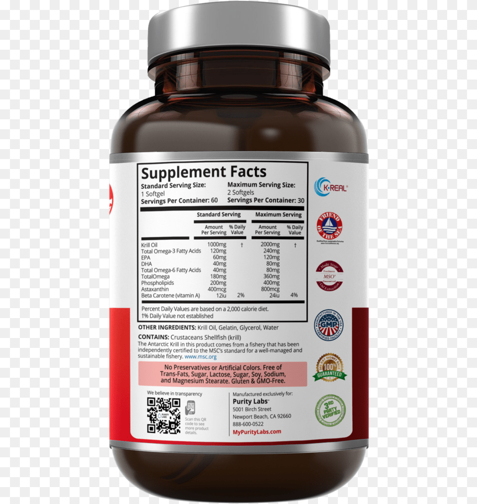 Krill Oil Supplement Krill Oil Softgels Pure Antarctic Purity Labs, Food, Seasoning, Syrup, Qr Code Free Png