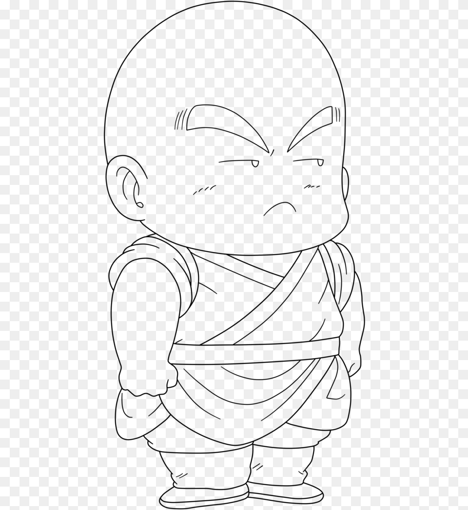 Krillin Line Art Drawing Dragon Ball Dragon Ball Z Krillin Drawing, Gray Free Transparent Png