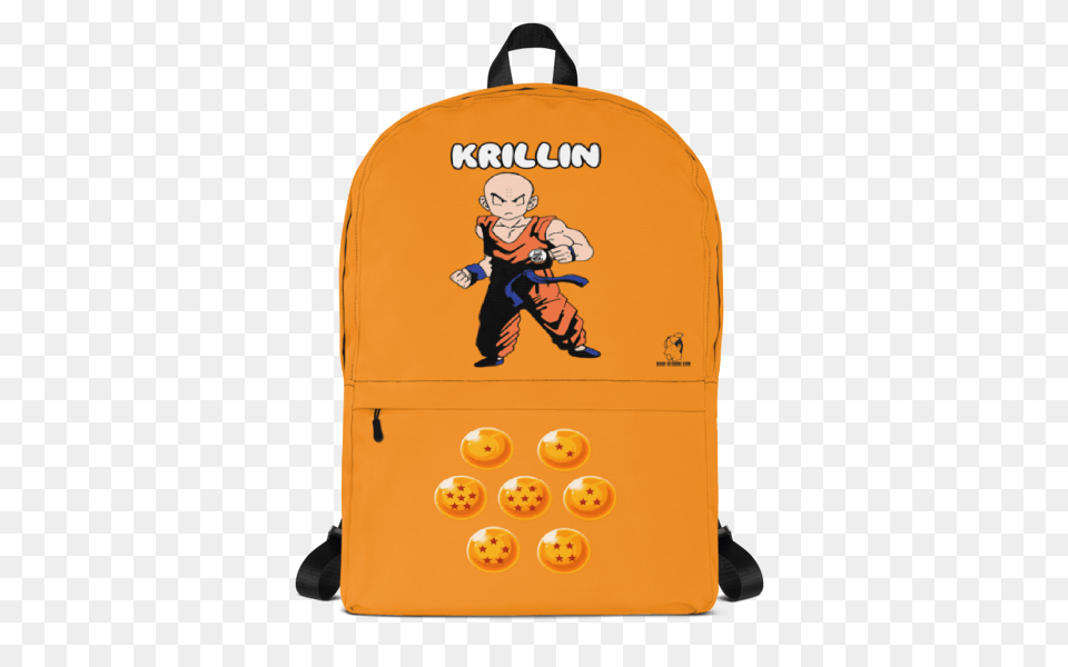 Krillin With Dragon Balls Backpack Solid Orange, Bag, Baby, Person, Face Png Image