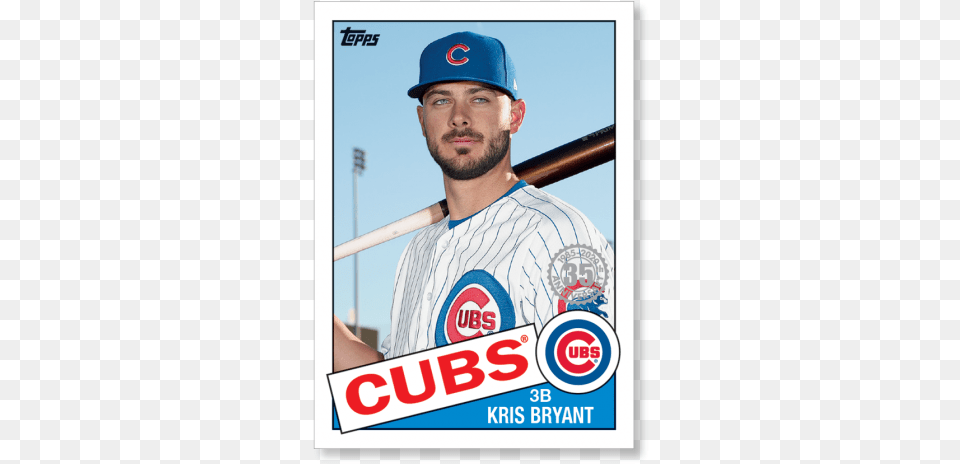 Kris Bryant 2020 Topps Series 1 1985 Topps Baseball Chicago Cubs, Team Sport, Hat, People, Clothing Free Transparent Png