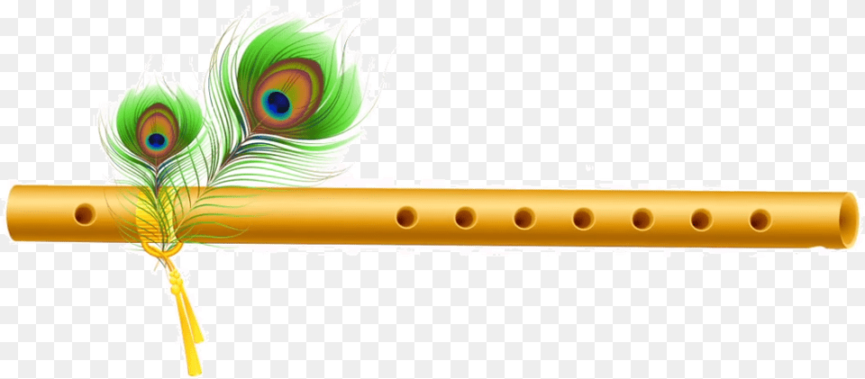 Krishna Flute With Peacock Feather Painting, Musical Instrument Free Png